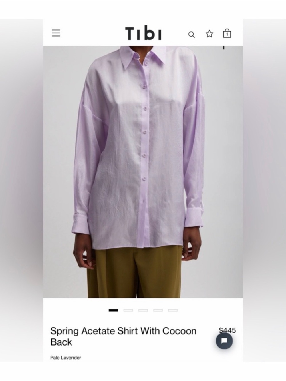 Tibi Spring Acetate Shirt With Cocoon Back